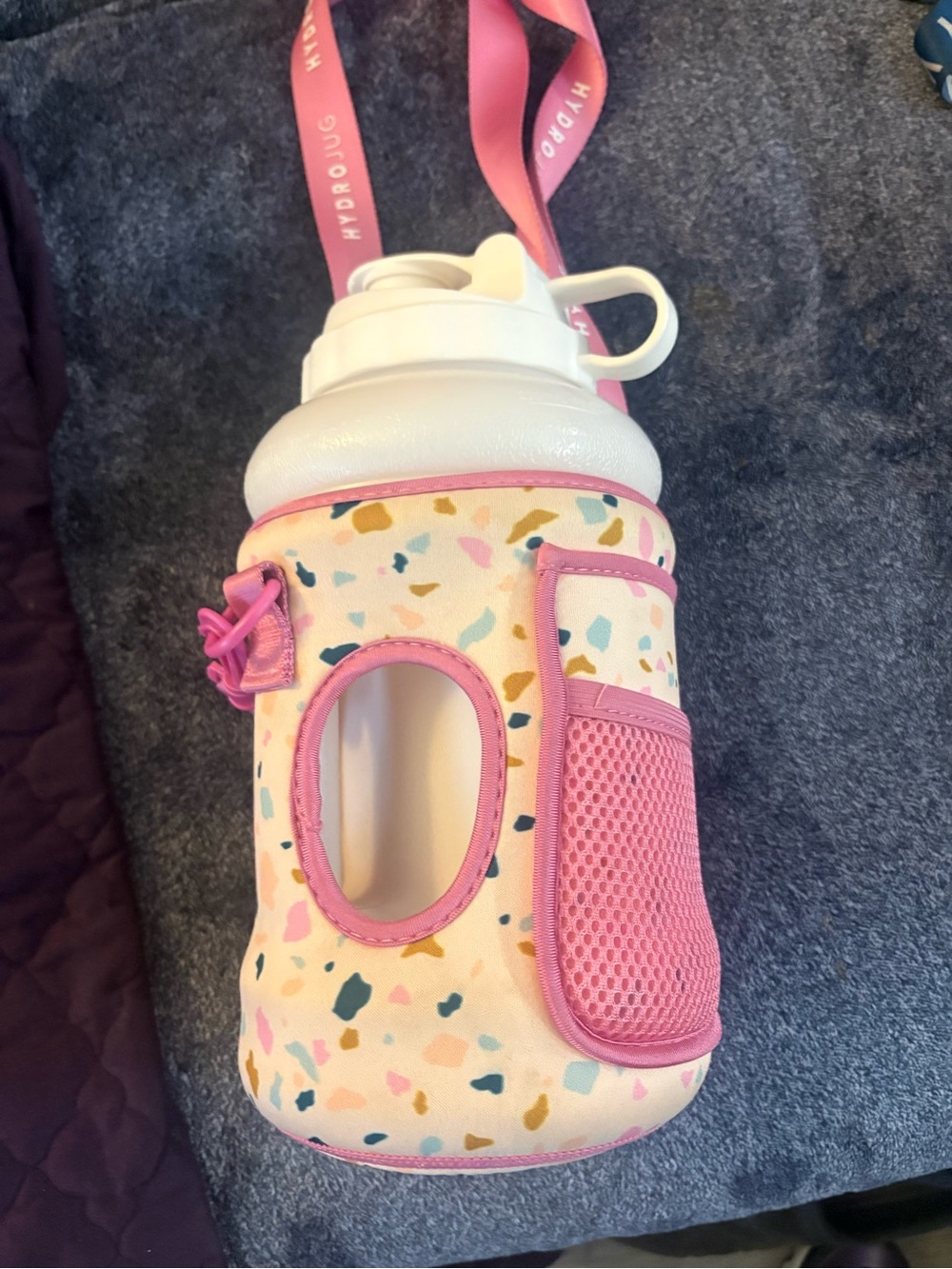 HydroJug includes Pink Terrazzo Bottle Sleeve with Strap